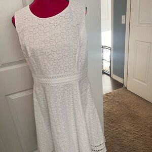 Calvin Klein White Eyelet Midi Dress